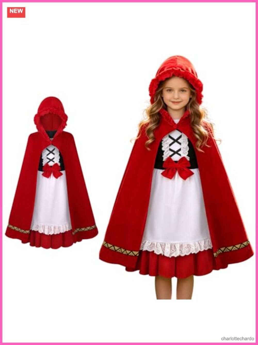 LMYOVE Little Red Riding Hood Costume Kids Girls Halloween Dress with Cape
